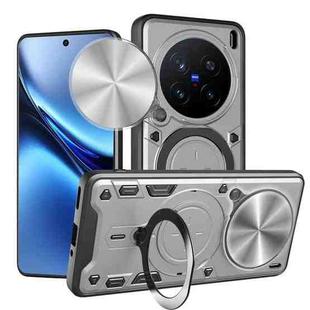 For vivo X200 Pro 5G CD Texture Sliding Camshield Magnetic Holder Phone Case(Silver)