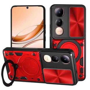 For vivo V50 Lite 4G CD Texture Sliding Camshield Magnetic Holder Phone Case(Red)