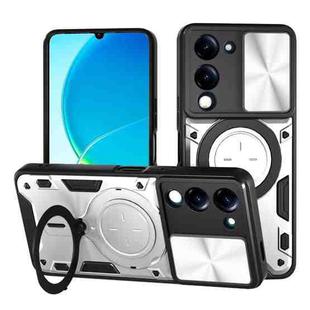 For vivo Y29s 5G CD Texture Sliding Camshield Magnetic Holder Phone Case(Silver)