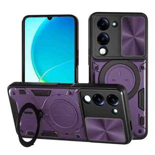 For vivo Y29s 5G CD Texture Sliding Camshield Magnetic Holder Phone Case(Purple)