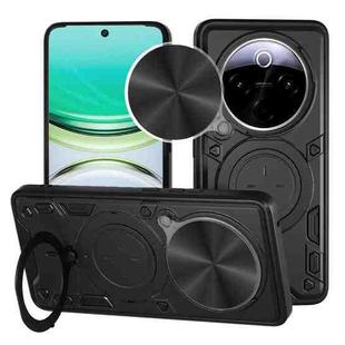 For vivo Y300 Pro CD Texture Sliding Camshield Magnetic Holder Phone Case(Black)