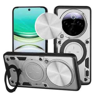 For vivo Y300 Pro CD Texture Sliding Camshield Magnetic Holder Phone Case(Silver)