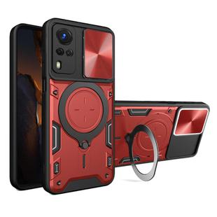 For vivo Y51 2020 / Y31 CD Texture Sliding Camshield Magnetic Holder Phone Case(Red)