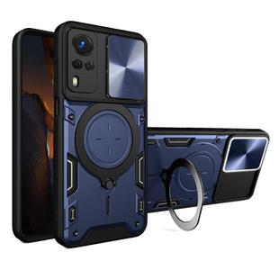 For vivo Y51 2020 / Y31 CD Texture Sliding Camshield Magnetic Holder Phone Case(Blue)
