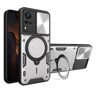 For vivo Y51 2020 / Y31 CD Texture Sliding Camshield Magnetic Holder Phone Case(Silver)