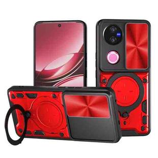 For vivo V50 5G CD Texture Sliding Camshield Magnetic Holder Phone Case(Red)