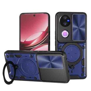 For vivo V50 5G CD Texture Sliding Camshield Magnetic Holder Phone Case(Blue)