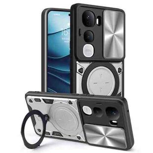 For vivo Y400 Pro 5G India CD Texture Sliding Camshield Magnetic Holder Phone Case(Silver)