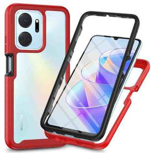 For Honor X7a Starry Sky Full Body Hybrid Shockproof Phone Case with PET Film(Red)