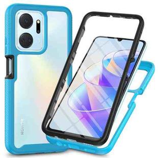 For Honor X7a Starry Sky Full Body Hybrid Shockproof Phone Case with PET Film(Sky Blue)