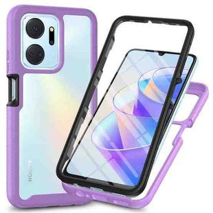 For Honor X7a Starry Sky Full Body Hybrid Shockproof Phone Case with PET Film(Purple)