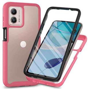 For Motorola Moto G53 Starry Sky Full Body Hybrid Shockproof Phone Case with PET Film(Frosted Pink)