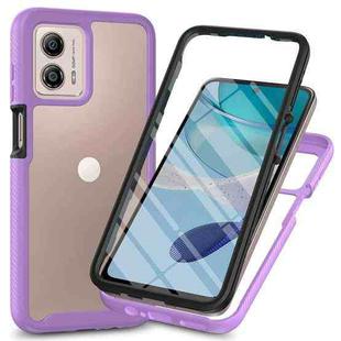 For Motorola Moto G53 Starry Sky Full Body Hybrid Shockproof Phone Case with PET Film(Purple)