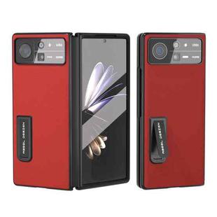 For Xiaomi Mix Fold 2 Integrated Genuine Leather Luolai Series Phone Case with Holder(Red)