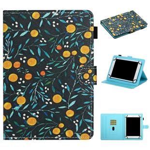 For 8 inch Universal Tablet PC Flower Pattern Horizontal Flip Leather Case with Card Slots & Holder(Yellow Fruit)