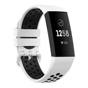 For Fitbit Charge 4 / Charge 3 / Charge 3 SE Watch Button Two Colors Silicone Replacement Strap Watchband(White Black)