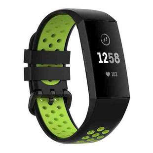 For Fitbit Charge 4 / Charge 3 / Charge 3 SE Watch Button Two Colors Silicone Replacement Strap Watchband(Black Lime)