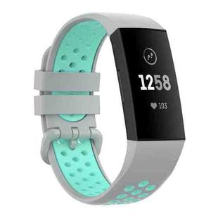For Fitbit Charge 4 / Charge 3 / Charge 3 SE Watch Button Two Colors Silicone Replacement Strap Watchband(Grey Teal)