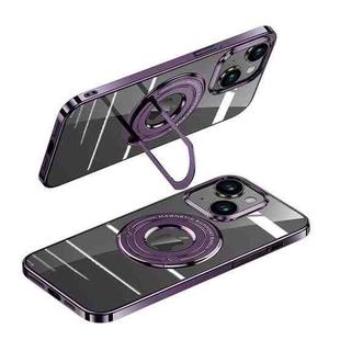 For iPhone 13 MagSafe Magnetic Holder Plating PC Phone Case(Purple)