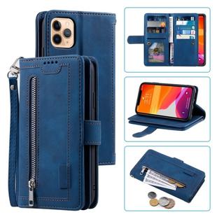 For iPhone 11 Pro Nine Card Zipper Bag Horizontal Flip Leather Case With Holder & Card Slots & Photo Frame & Wallet(Blue)