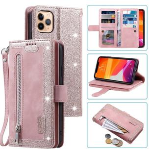 For iPhone 11 Pro Nine Card Zipper Bag Horizontal Flip Leather Case With Holder & Card Slots & Photo Frame & Wallet(Pink)