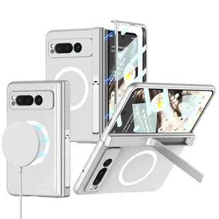 For Google Pixel Fold GKK Integrated Magsafe Fold Hinge Full Coverage Phone Case with Holder(White)