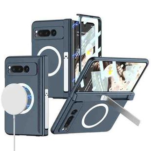 For Google Pixel Fold GKK Integrated Magsafe Fold Hinge Full Coverage Phone Case with Holder(Blue)
