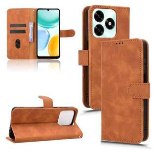 For Honor X5c Plus Skin Feel Magnetic Flip Leather Phone Case(Brown)