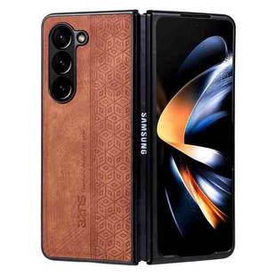 For Samsung Galaxy Z Fold5 AZNS 3D Embossed Skin Feel Phone Case(Brown)