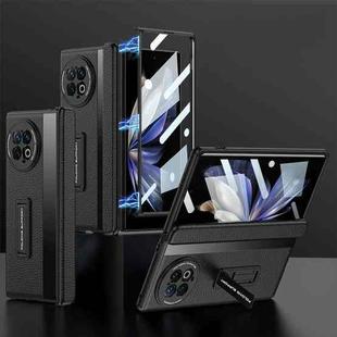 For vivo X Fold2 GKK Integrated Fold Hinge Leather Phone Case with Holder(Black)