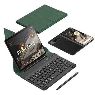 For Google Pixel Fold GKK Magnetic Folding Bluetooth Keyboard Leather Case with Pen + Keyboard + Case(Green)