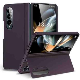 For Samsung Galaxy Z Fold4 Skin Feel Fold Full Coverage Phone Case with Holder(Dark Purple)