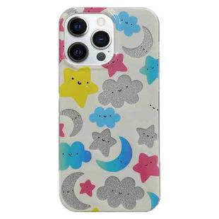 For iPhone 14 Pro PC + TPU Dual-side Laminating IMD Phone Case(White Star Moon)