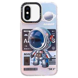 For iPhone XS / X Mechanical Astronaut Pattern TPU Phone Case(Blue)