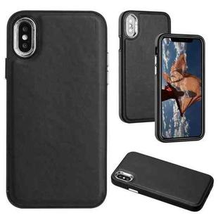 For iPhone XS Max Leather Texture Full Coverage Phone Case(Black)