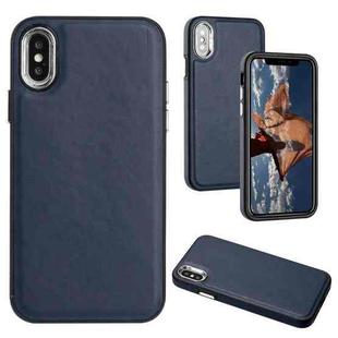 For iPhone XS Max Leather Texture Full Coverage Phone Case(Blue)