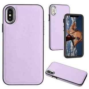 For iPhone X / XS Leather Texture Full Coverage Phone Case(Purple)
