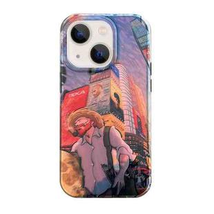 For iPhone 14 Dual-sided Lamination Oil Painting IMD Phone Case(City)