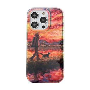 For iPhone 12 Pro Max Dual-sided Lamination Oil Painting IMD Phone Case(Old Man and Dog)