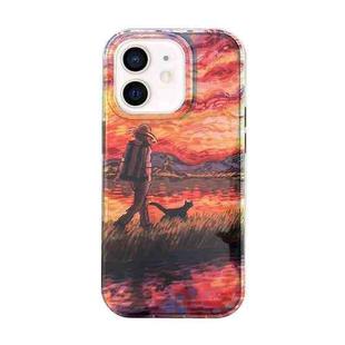 For iPhone 11 Dual-sided Lamination Oil Painting IMD Phone Case(Old Man and Dog)