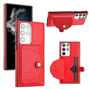 For Samsung Galaxy S22 Ultra 5G Shockproof Leather Phone Case with Card Holder(Red)