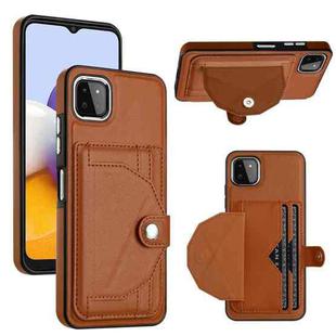 For Samsung Galaxy A22 5G Shockproof Leather Phone Case with Card Holder(Brown)