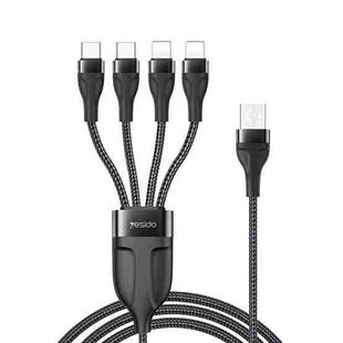 YESIDO CA111 1.2m 4A USB to Dual Type-C + Dual 8 Pin Charging Cable(Black)