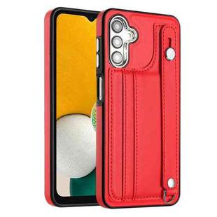 For Samsung Galaxy A14 4G / A14 5G Shockproof Leather Phone Case with Wrist Strap(Red)