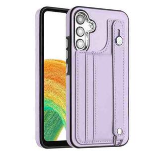 For Samsung Galaxy A54 5G Shockproof Leather Phone Case with Wrist Strap(Purple)