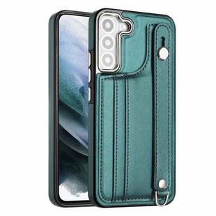 For Samsung Galaxy S23 Shockproof Leather Phone Case with Wrist Strap(Green)