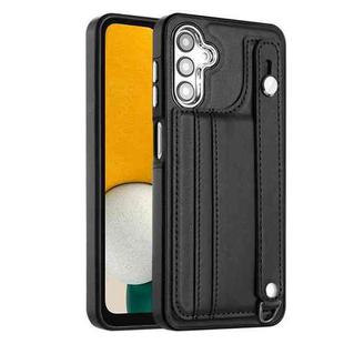 For Samsung Galaxy A04 4G Shockproof Leather Phone Case with Wrist Strap(Black)