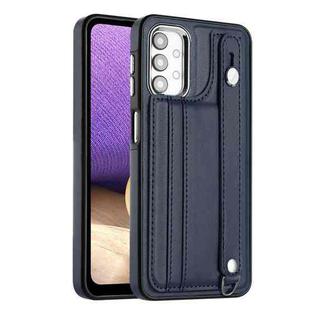 For Samsung Galaxy A23 4G / F23 5G / M23 5G Shockproof Leather Phone Case with Wrist Strap(Blue)