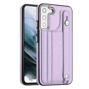 For Samsung Galaxy S22+ 5G Shockproof Leather Phone Case with Wrist Strap(Purple)