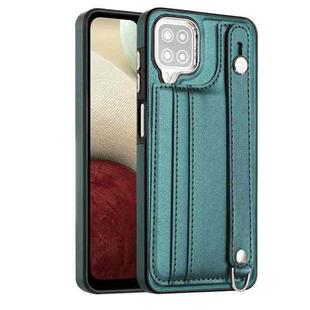 For Samsung Galaxy A12 4G / M12 Shockproof Leather Phone Case with Wrist Strap(Green)